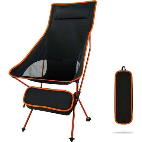 [NIEMALS VERWENDET] Faltbare Campingstühle, leicht und tragbar mit Tragetasche für Outdoor-Aktivitäten, Angeln, Wandern, Strand, Picknicks (Orange)