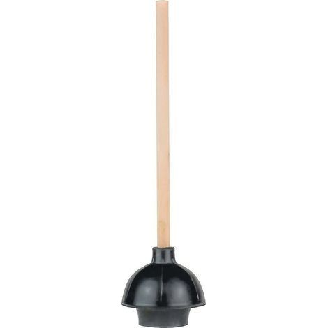 pair Déboucheur de toilette en caoutchouc, tasse à double force de poussée, robuste, de qualité commerciale avec manche en bois (1/5)