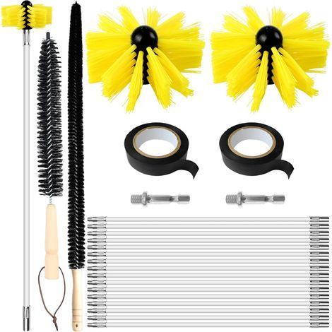 Kit Ramonage 24 Pièces, Tiges Extensibles 41 cm, Brosses Conduit 20 cm, Manche Bois 38 cm, Nettoyage Cheminée (1/5)
