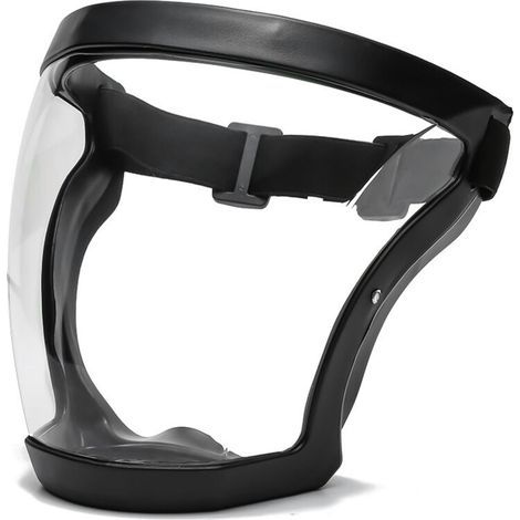 Super Protective Face Shield - Full Shield Visor. Durable Transparent Face Mask Clear. HD Anti-Fog Reusable Face Protective Cover - for Male Female Adults (Black) (1/5)