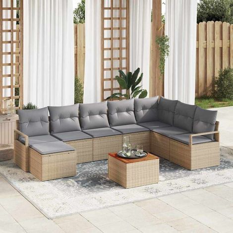Gartensofa-set mit Kissen 8 pcs Beige Poly-Rattan (1/5)