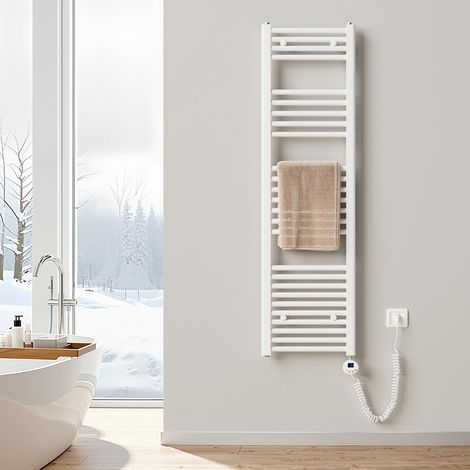 Heilmetz Radiador toallero eléctrico 500 W, 140 × 40 cm, Blanco, WiFi, control por App y voz