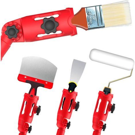Portapennelli estensibile multi-angolo, adattatore per asta telescopica regolabile, strumento universale per dipingere pareti e soffitti alti. (1/4)