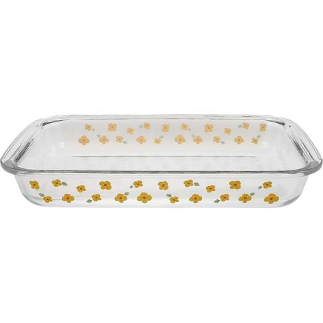 Plat à rôtir en verre : Plat rectangulaire profond de 2,2 L – Plat de service pour lasagnes et pain – Plat allant au four pour gratins, poisson vapeur et cuisson au micro-ondes (1/4)