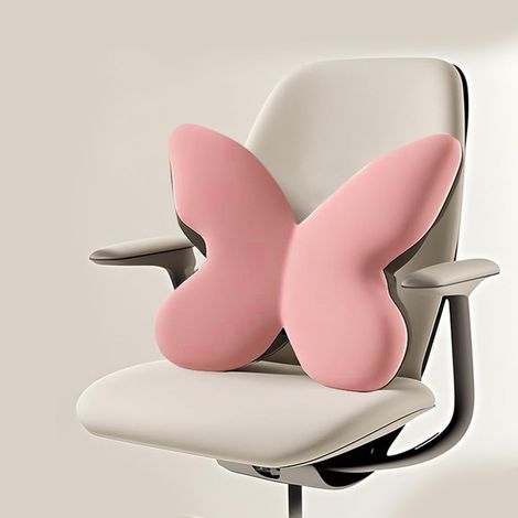 Butterfly Lumbar Cushion – Double Memory Foam Support, Washable Pink Cover Suitable for Office/Car (1/5)