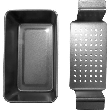 Moule à pain de viande professionnel de 30 cm (12 pouces) avec insert antiadhésif et plaque de cuisson rectangulaire. (1/5)