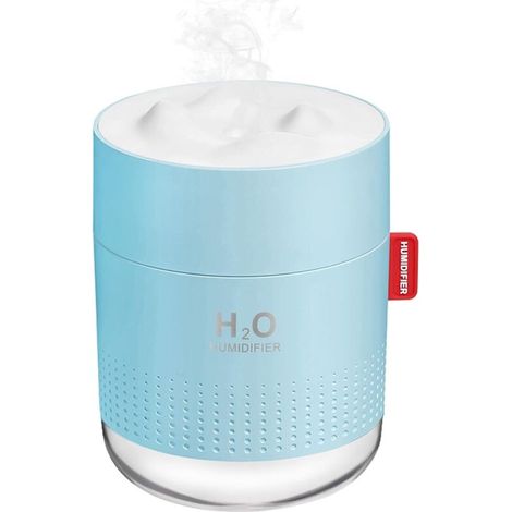 Mini umidificatore portatile a nebulizzazione fredda, 500 ml, USB, umidificatore da tavolo personale per cameretta bambini, viaggi, ufficio, casa, 2 modalità di nebulizzazione, super silenzioso, blu (1/4)