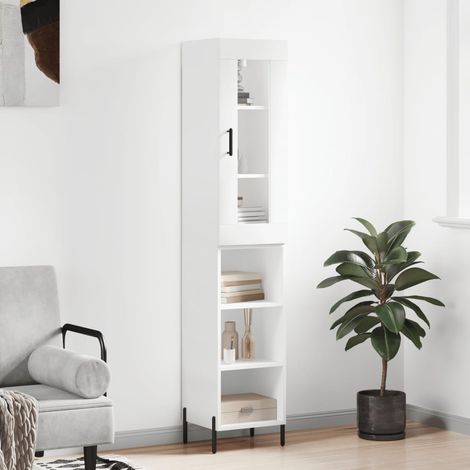 Aparador alto madera contrachapada blanco 34,5x34x180 cm vidaXL (1/5)