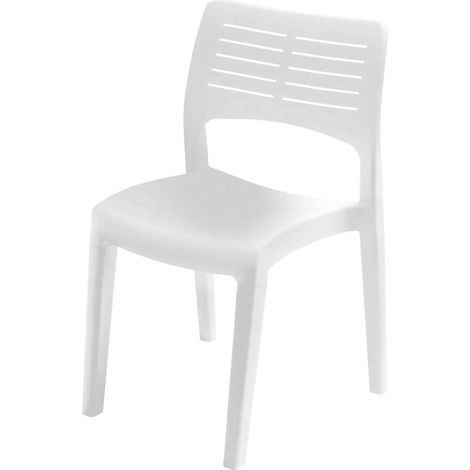 Dmora - Chaise d'extérieur Gaeta, siège de jardin, chaise pour table à manger, fauteuil d'extérieur, 100% Made in Italy, 50x51h82 Cm, blanc (1/3)