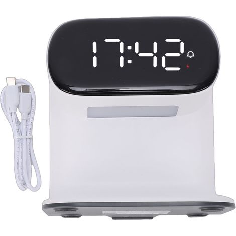 Réveil numérique avec station de charge rapide sans fil, lampe tactile intelligente 15 W et veilleuse 3 couleurs pour salon/chambre de chevet (1/5)