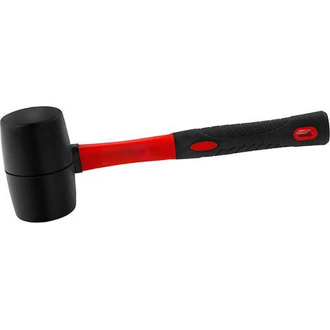 Marteau en caoutchouc de 227 g (8 oz) avec tête ronde en caoutchouc souple et manche en fibre bicolore pour les travaux de revêtement de sol, de montage de tentes, de menuiserie et les travaux de frap (1/5)