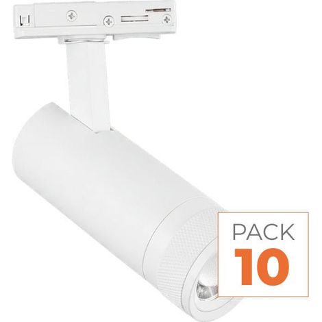 Pack 10 Spot LED sur Rail Angle Ajustable Monophasé 30W 15-60° 3CCT TRIAC Dimmable Blanc - SILUMEN (1/2)