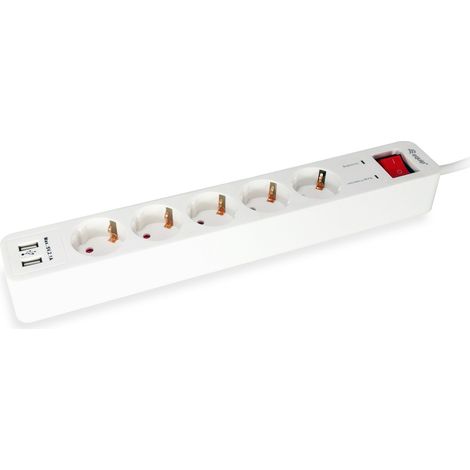 Equip Life regleta 5 enchufes 2 USB 1,8 m blanco (1/4)