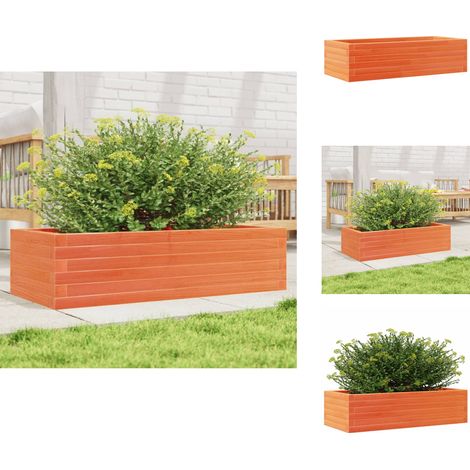 Pflanzkübel Wachsbraun 90x40x23 cm Massivholz Kiefer - Holzpflanze - Holzh Planter - Hochbeet - Blumengarten - Kübelgarten (1/5)