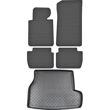 Ensemble de tapis de sol en caoutchouc pour BMW Série 3 E46 Break (1998-2005) + tapis de coffre.