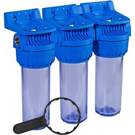Orion – Filtre à eau 116 triplex 9 pouces 3/4 – Triple porte filtre pour eaux de forage et de surface – Qualité alimentaire – Température 45°C