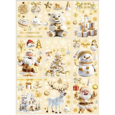 Decoraciones navideñas, adhesivos de doble cara, reutilizables y con diseños adorables para ventanas, ideales para las fiestas navideñas y para decorar las habitaciones infantiles. (1/4)