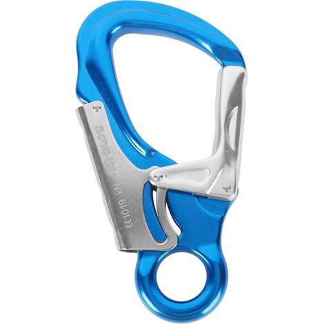 Mousqueton d'escalade en forme de D, 35 kN, acier inoxydable, bleu saphir et argent, pour rappel et alpinisme – lot de 1