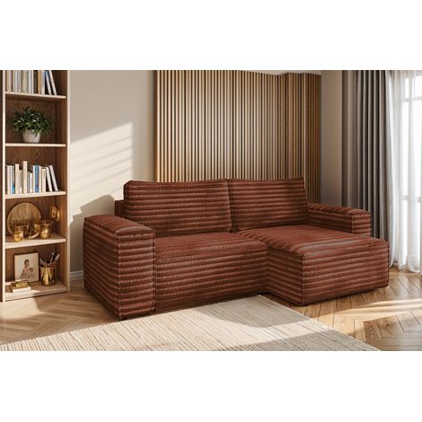 L-förmiges Bohoo-Ecksofa mit Schlaffunktion stoff Velo Kupfer Rechts (1/5)
