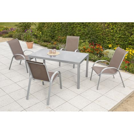 Amalfi Set 5tlg 4 Sessel taupe Tisch 150x90cm