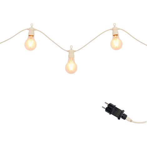 Guirlande lumineuse extérieur beige 10 globes transparents raccordable LED blanc chaud PARTY MAX CLEAR CREAM 8m (1/5)