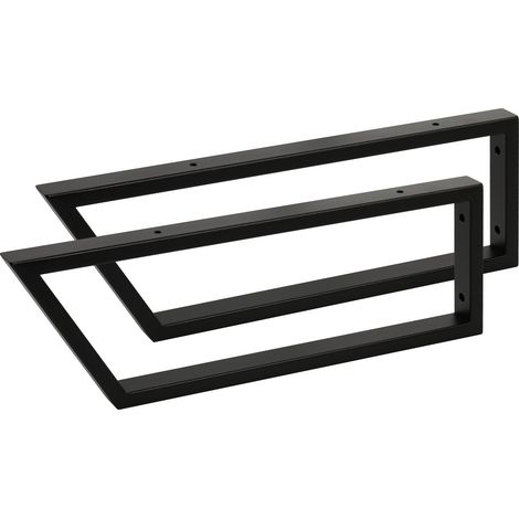 2 Stück Waschtischkonsole TWK500 500 x 150 mm Stahl Schwarz matt Vorderseite 60° abgeschrägt