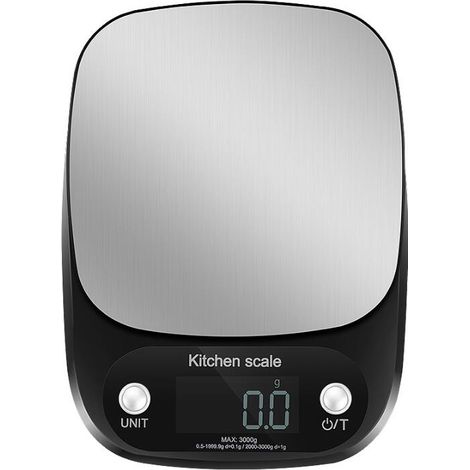 Balance électronique pour produits de boulangerie et médicaux (3 kg/0,1 g, noire)-AquaForge