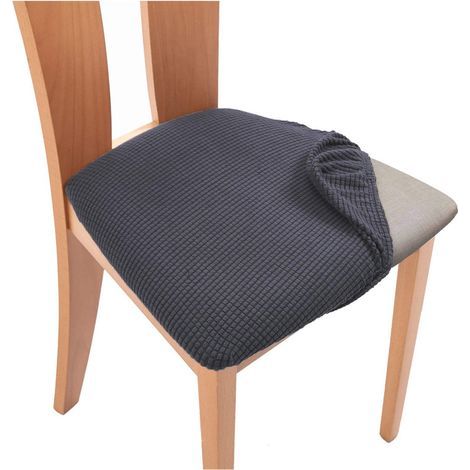 Funda para cojín de silla de oficina, cojín de asiento cuadrado, funda antimanchas, funda elástica para sillas curvas, funda para taburete, funda dividida – Gris oscuro (1/5)