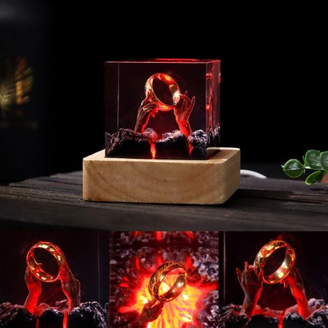 Lampe à lave - Veilleuse décorative 3D Seigneur des Anneaux - Mini lampe de chevet USB en résine époxy pour chambre d'enfant, chambre d'adulte, bureau (1/5)
