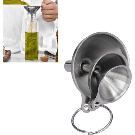 Mini-Edelstahltrichter mit integriertem Flüssigkeitsspender für Öl und Wein. (1/5)
