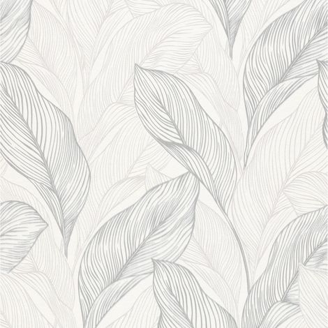Papier peint vinyle expansé sur intissé motif calla gris – Largeur 53cm – Longueur 10,05m – Raccord droit 64cm – Entretien lessivable – Erismann - 10282-31 (1/2)