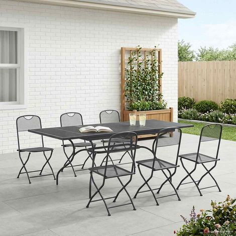 vidaXL Conjunto de Comedor de Jardín 7 uds. Gris antracita (1/5)
