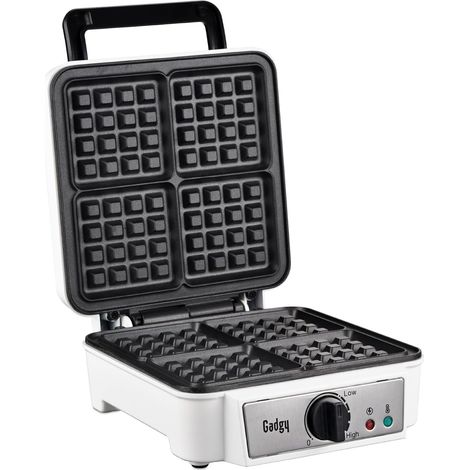 Gaufrier Professionnel 1200W – Appareil à Gaufres pour 4 Gaufres de 8x8cm – Chauffe Rapide, Thermostat Réglable – Facile à Ranger et Nettoyer (1/5)