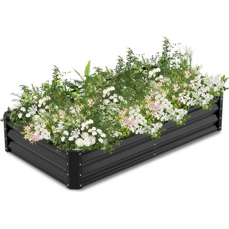 SWANEW Fioriere da esterno rialzate, vaso da esterno per fiori, erbe, frutta, verdura, fioriera da balcone, orto indipendente, acciaio ultra resistente, 160 x 90 x 30 cm, nero (1/5)
