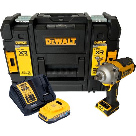 DeWalt DCF 891 E1T Akku Schlagschrauber 18 V 1084 Nm 1/2" Brushless + 1x Powerstack Akku 1,7 Ah + Ladegerät + TSTAK (1/5)
