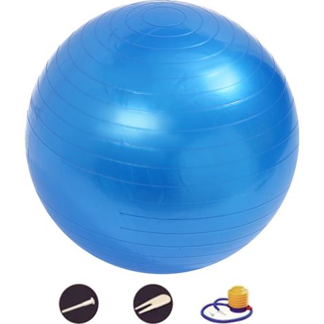 Ballon d'exercice/d'équilibre avec pompe pour yoga, pilates, étirements, fitness, entraînement à domicile - Bleu