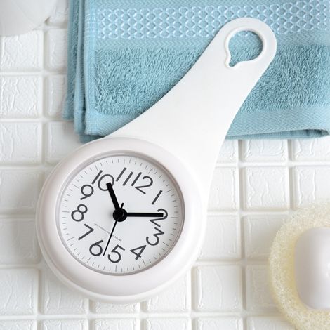 Petite horloge numérique pour salle de bain - Décoration murale pour salle de bain, cuisine et chambre (blanche)