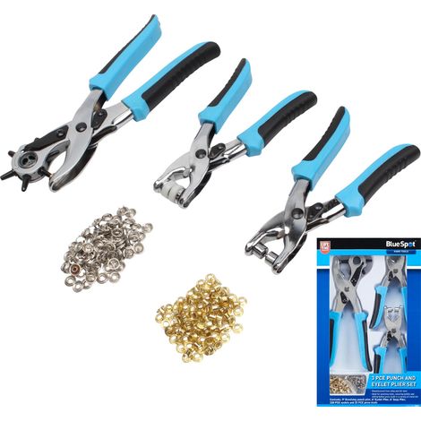 BlueSpot Leather Hole Punch Revolving And Eyelet Plier 3pc Set 100 Eyelets 08802 (1/3)