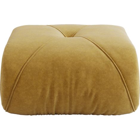 Pouf Ottoman Elowin en Chenille Jaune au Design Ergonomique (1/5)