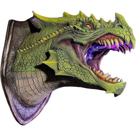 3D-Wandskulptur „Böser Drache“ – Dinosaurier-Spray-Wandkunst – Escape-Room-Halloween-Dekoration – Lebensecht leuchtend grün