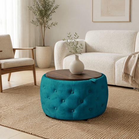 Set 2 pouf contenitore rotondi in velluto 58 cm OKMYHOME (1/5)