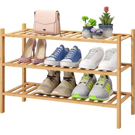 Armario de bambú, zapatero, libros, sala de estar de 3 niveles, dormitorio, baño (1/5)