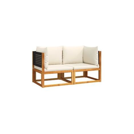 Canapés d'angle de jardin et coussins 2pcs bois massif d'acacia (1/5)