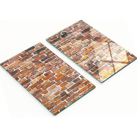 Tablas de cortar de vidrio para cocina con dise帽o de pared de ladrillo, 2x30x52 cm.