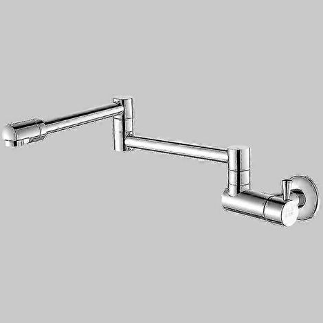 Robinet mural pour remplir les casseroles, en laiton massif, avec un bec unique pivotant et pliable, pour évier de cuisine.-AquaForge (1/5)