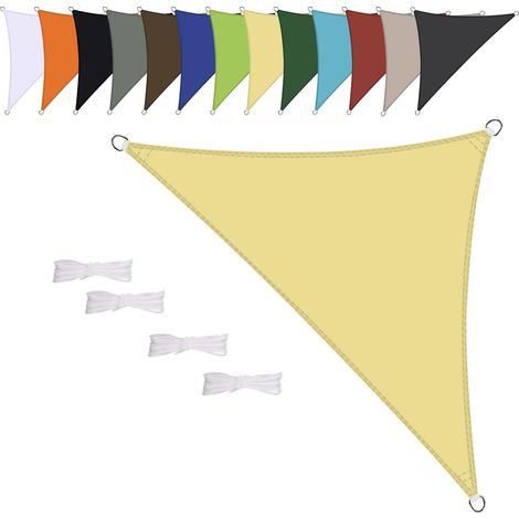 Voile d'ombrage Triangle 2.5x2.5x3.5m Imperméable Toile Ombrage UV Protection pour Terrasse Jardin Extérieur- Beige (1/5)