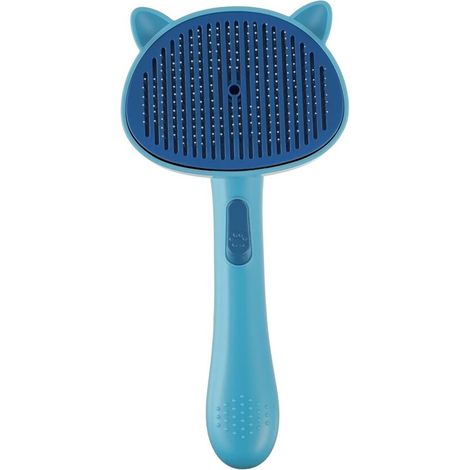 Brosse pour chien et chat, brosse pour chat, brosse pour chien, brosse d'épilation pour poils longs et courts, nettoyage des poils d'animaux en un clic, peigne de massage (bleu)