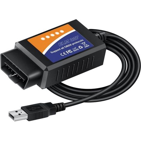 Câble USB OBD2 - GÉNÉRIQUE - ELM327 - Système 64 bits - Compatible DOS et Windows - Lecture DTC
