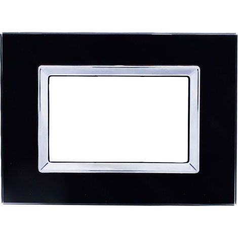 Placca Interruttore Vetro Nero Compatibile Matix 3 Posti Copripresa c4803 VNR (1/3)