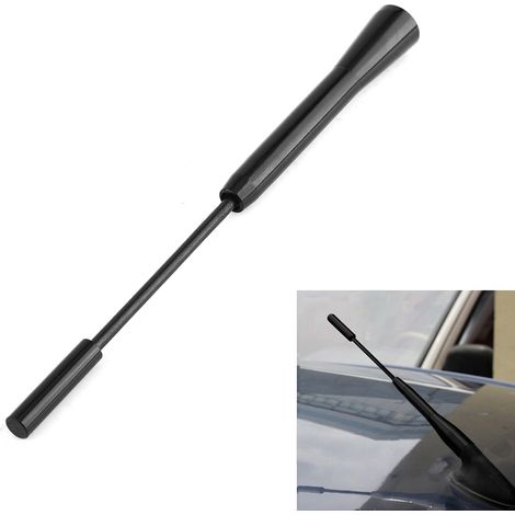 Schwarze AM/FM-Autoradioantenne, 3-teiliger, ausziehbarer Dachmast aus Aluminiumlegierung, robuster Antennenempfang, fahrzeugkompatibel, stilvolles und langlebiges Design. (1/5)